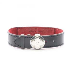 LOUIS VUITTON Black Leather Charm Bracelet